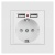 Розетка 1-м СП Accent 6-410-01М 16А IP20 250В P+E Schuko защ. шторки + 2хUSB бел. матов. Intro Б0063691