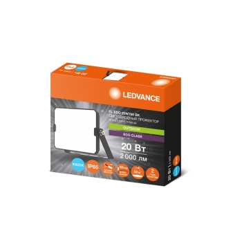 Прожектор светодиодный СДО FL ECO 20W 765 G4 уличный матов. стекло алюм. черн. LEDVANCE 4099854400056