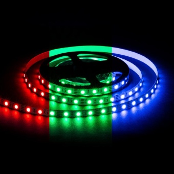 Лента светодиодная 12В 14.4Вт/м RGB smd5050 60д/м IP20 подложка 10мм (уп.5м) OGM LSE-271