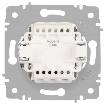 Выключатель 2-кл. СП Accent 6-105-01М 10А IP20 250В с подсветкой AL/CU бел. матов. Intro Б0063507