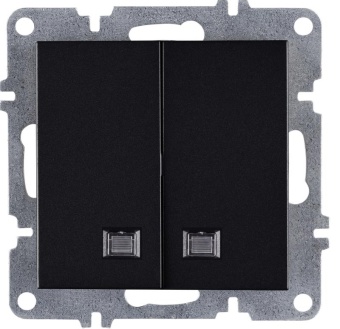 Выключатель 2-кл. LAVIN/KAREN с подсветкой механизм черн. ARVIA 50 07 2000 203