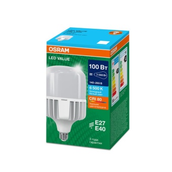 Лампа светодиодная LED G4 Value LVHW1000 100W/865 CRI95 100Вт 6500К 10000лм цилиндрическая матов. E27/E40 140-265В OSRAM 4099854121746