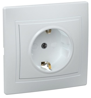 Розетка 1-м СП Кварта РСш10-3-КБ 16А IP20 с заземл. защ. шторки керамика бел. GENERICA ERK14-K01-16-K