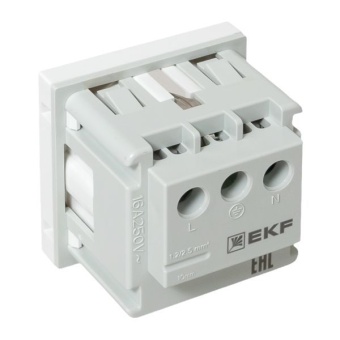 Розетка 1-м 2мод. C-Line РКС-20-30-П 45х45 с заземл. бел. EKF E2MR16-028-10