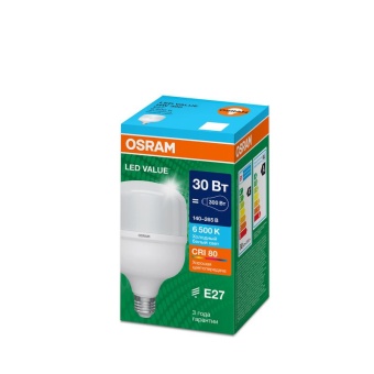 Лампа светодиодная LED G4 Value LVHW300 30W/865 CRI95 30Вт 6500К 3450лм цилиндрическая матов. E27 140-265В OSRAM 4099854121296