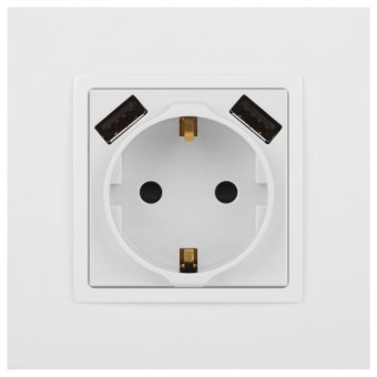 Розетка 16А 250В 2P+E с 2хUSB 5В-3А защ. шторки Elegance бел. 14-4109-01 ЭРА Б0047867