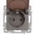 Розетка 1-м СП Accent 6-203-09 16А IP20 250В 2P+E Schuko с крышкой AL/CU титан Intro Б0063471