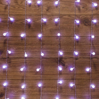 Гирлянда светодиодная "Светодиодный Дождь" 1.5х1.5м 144LED бел. 12Вт 230В IP65 с насадками шарики свечение с динамикой провод прозр. Neon-Night 235-045