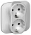Розетка 2-м СП FLITE РС12-1-А-ФлА 16А с заземл. без защ. шторок безвинтовое крепление в сборе механизм алюм. IEK FI-R21A-16-1-K47