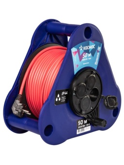 Удлинитель на треугольной катушке 4х50м 16А IP44 УКП 3500Вт ПВС 2х2.5 КОСМОС YKTKsm50m-4g(2.5)IP
