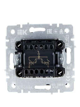 Выключатель 2-кл. СП BRITE ВС10-2-1-БрС 10А с индик. механизм сталь IEK BR-V20-1-10-K46