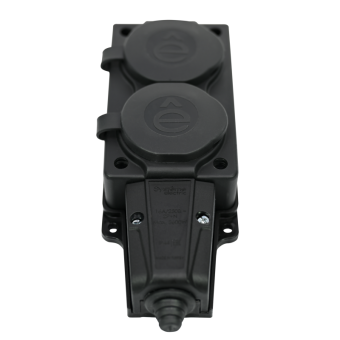 Колодка удлинителя 2-м MultiSet 16А 250В IP44 с заземл. каучук черн. SE MST4102BK