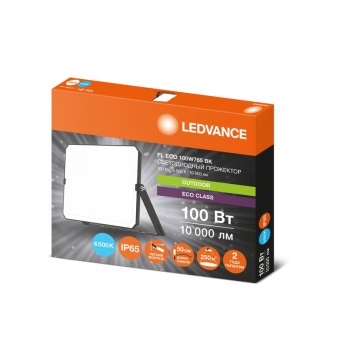 Прожектор светодиодный СДО FL ECO 100W 765 G4 уличный матов. стекло алюм. черн. LEDVANCE 4099854400179