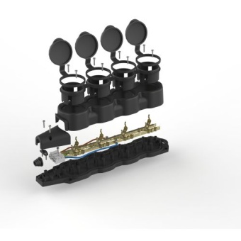 Колодка 4-м с заземл. 16A IP44 KX-4e-B-IP44 каучук. черн. Эра Б0068394