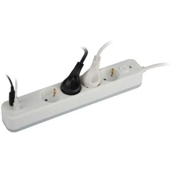 Удлинитель с сетевым фильтром 4х1.5м с заземл. 10А USF-4es-1.5m-2xUSBAC-W +2xUSBA+C3.1A с выкл. с базов. защитой Эра Б0059571