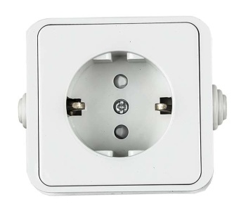 Розетка 1-м AQUA 3113 защ. шторки с заземл. п/герм. бел. ASD / IN HOME 4690612003450