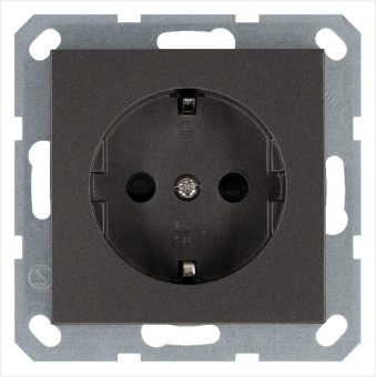 Розетка 1-м Shuko 16А IP20 с заземл. защ. шторки механизм мокко Jasmart G5501Z