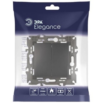 Выключатель 2-кл. СП Elegance 14-1104-05 10А IP20 250В 10AX механизм антрацит Эра Б0034234