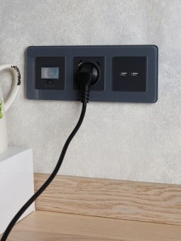 Розетка BRITE USB A+A 3.1А РЮ10-1-БрГ механизм графит IEK BR-U21-D31-K53