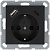 Розетка Shuko 16А с заземл. защ. шторки с 2-мя заряд. устройствами USB тип A+C 25Вт механизм антрацит Jasmart G5501USB-25B