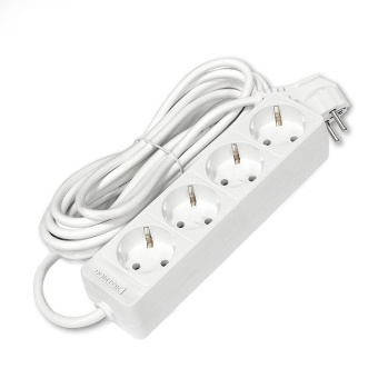 Удлинитель 4х5м с заземл. 16А IP20 3.5кВт ПВС 3х1 бел. DOMTOK 2397