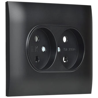 Розетка 2-м SKANDY 10А без заземл. без защ. шторок в сборе SK-R10Bl черн. IEK SK-R20-10-K02-F
