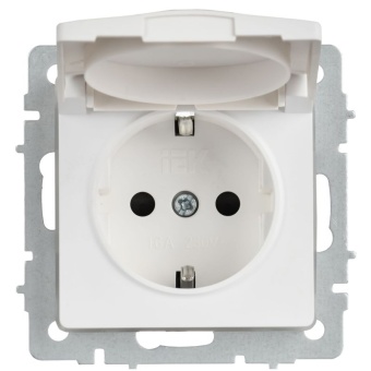 Розетка BRITE РСбш10-3-44-БрАБ 16А IP44 с заземл. защ. шторки с крышкой механизм арктич. бел. IEK BR-R16-16-44-K91