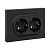 Розетка 2-м СП Эпика 16А с заземл. без защ. шторок с рамкой механизм черн. EKF UP1-SOB-210