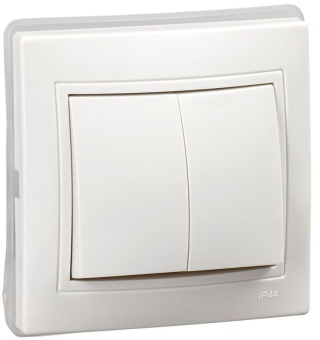 Выключатель 2-кл. СП Кварта ВС10-2-0-КБ-44 10А IP44 бел. GENERICA KV-V20-10-44-K01