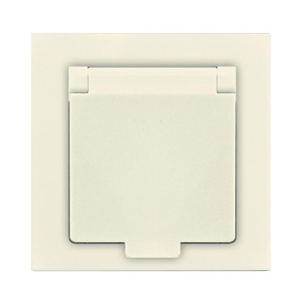 Розетка 1-м СП Афина 16А IP20 с заземл. с крышкой в сборе сл. кость (ivory) Universal A0029-I