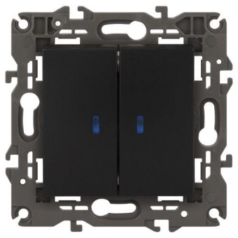 Выключатель 2-кл. СП Elegance 14-1105-05 10А IP20 250В 10AX с подсветкой механизм антрацит Эра Б0034241