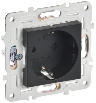 Розетка SKANDY 16А с заземл. защ. шторки безвинт. крепл. SK-R06Bl черн. IEK SK-R14-16-1-K02