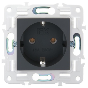 Розетка SKANDY 16А с заземл. без защ. шторок SK-R05G графит IEK SK-R11-16-K53