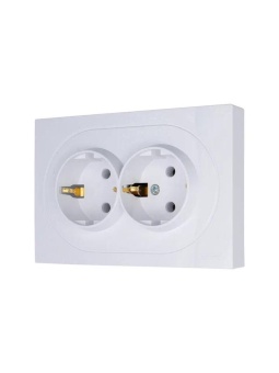 Розетка 2-м СП OSEN с заземл. ПБТ механизм бел. LEZARD 743-0200-127B