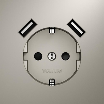 Розетка 1-м СП S70 16А с USB A+A с заземл. защ. шторки механизм кашемир Voltum VLS040403