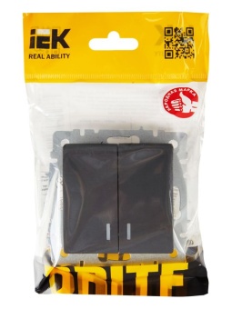 Выключатель 2-кл. СП BRITE ВС10-2-1-БрГ 10А с индик. механизм графит IEK BR-V20-1-10-K53