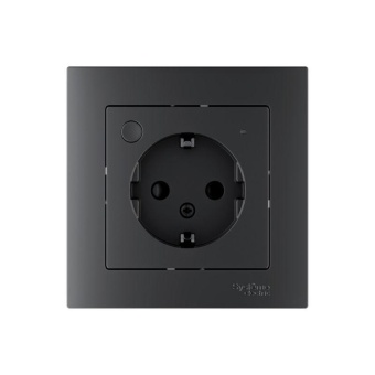 Розетка AtlasDesign Smart 16А L+N с заземл. защ. шторки Zigbee механизм карбон SE ATN001045Z