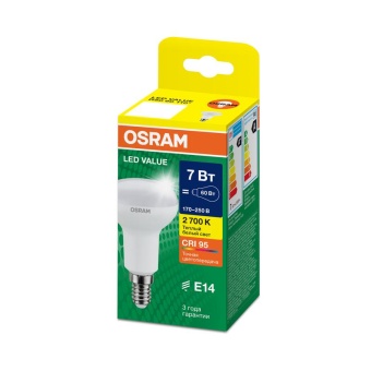 Лампа светодиодная LED G4 Value LVR5060 7W/927 CRI95 7Вт 2700К 700лм грибовидная матов. E14 170-250В OSRAM 4610590511709