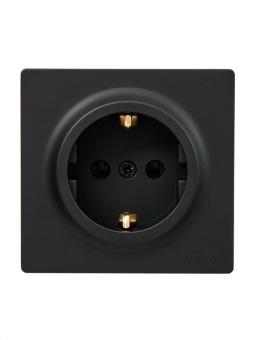 Розетка 1-м ОП LETO с заземл. ПБТ черн. бархат LEZARD 752-4200-122B