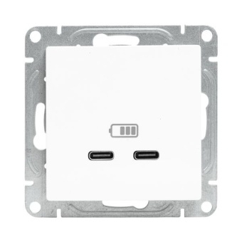 Розетка 2-м СП Эпика USB-C механизм бел. EKF UP1-SOW-2USBC