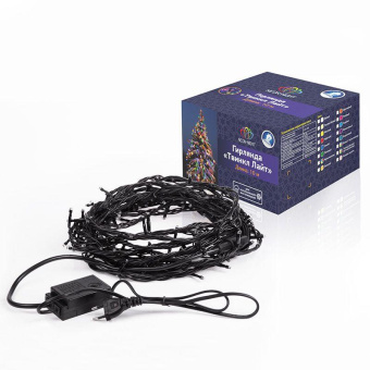 Гирлянда светодиодная "Твинкл Лайт" 20м 200LED мультиколор 20Вт 230В IP65 с контроллером 8 режимов провод ПВХ черн. Neon-Night 303-149