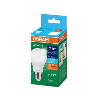 Лампа светодиодная LED G4 Value LVCLA60 7W/965 CRI95 7Вт 6500К 700лм грушевидная матов. E27 170-250В OSRAM 4058075578791