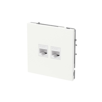 Розетка компьютерная 2-м KANT RJ45 кат.6A без шторки бел. магнолия DKC 7000674