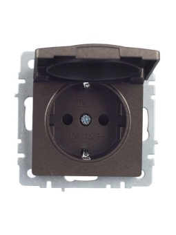 Розетка BRITE РСбш10-3-44-БрТБ 16А IP44 с заземл. защ. шторки с крышкой механизм бронза IEK BR-R16-16-44-K45