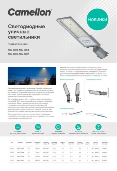 Светильник THL-1007 150Вт 5700К IP65 18000лм 180-240В 568х165х79 КСС "Ш" 1/5 ПВ уличный Camelion 16343