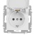 Розетка 1-м СП Accent 6-203-01М 16А IP20 250В 2P+E Schuko с крышкой бел. матов. Intro Б0063713