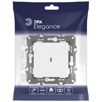 Выключатель 1-кл. СП Elegance 14-1102-01 10А IP20 250В 10AX с подсветкой механизм бел. Эра Б0034215