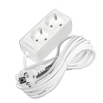 Удлинитель 2х5м с заземл. 16А IP20 3.5кВт ПВС 3х1 бел. DOMTOK 2387