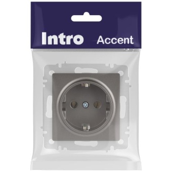 Розетка 1-м СП Accent 6-202-09 16А IP20 250В 2P+E Schuko титан Intro Б0063701
