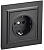 Розетка СП BRITE РСР14-1-0-БрЧ 16А в сборе с заземл. защ. шторки черн. IEK BR-R14-16-K02-F